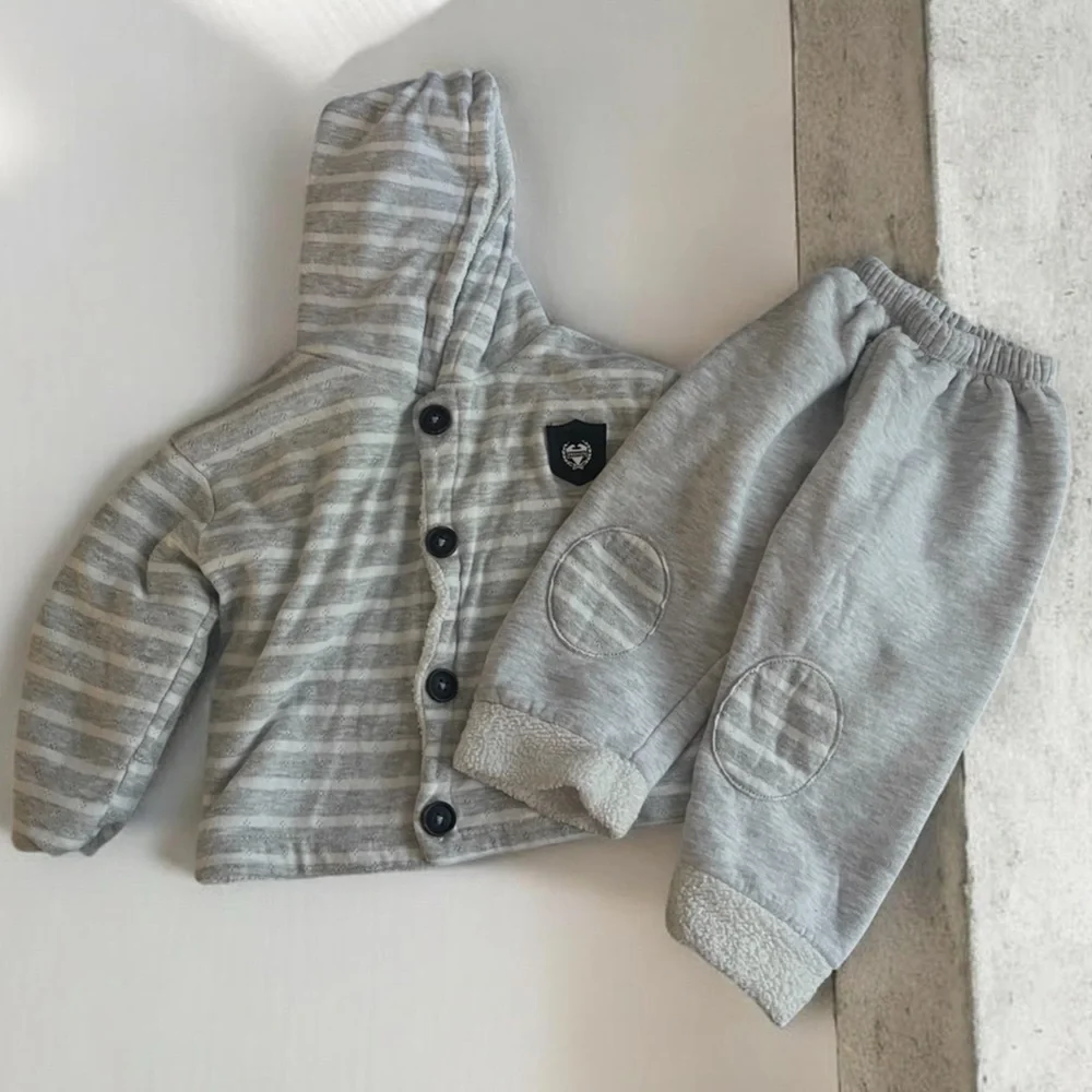 Striped Gray Kids Jacket and Pants Set Size 12-18